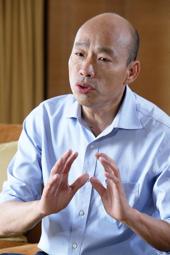 高市長韓國瑜今出席「臺灣女子高球公開賽」時,受訪談到當時在臺北被逼退過程。圖/本報資料照片