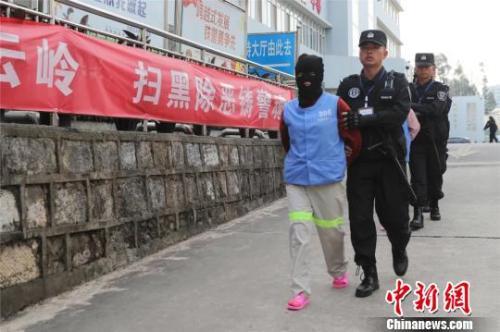 資料圖:昆明公安機關抓獲的涉黑犯罪嫌疑人。昆明市公安局供圖