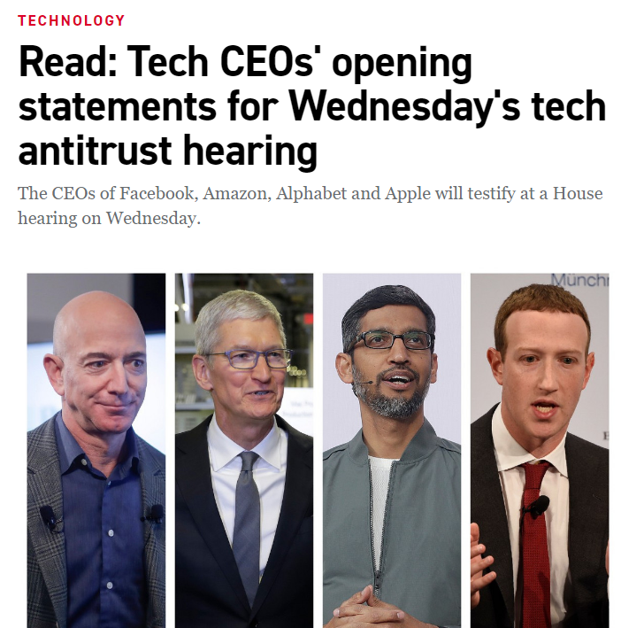 參加聽證會的四家美國企業高管,圖源:美聯社