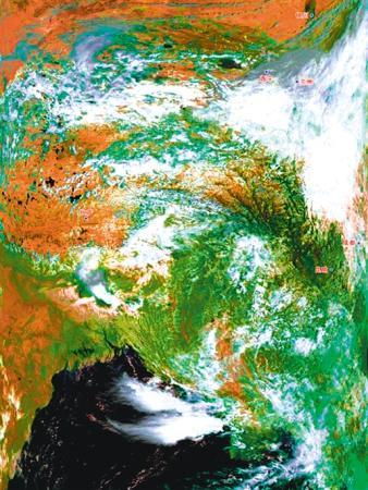 風雲三號A星首幅彩色合成圖。 (資料圖片)