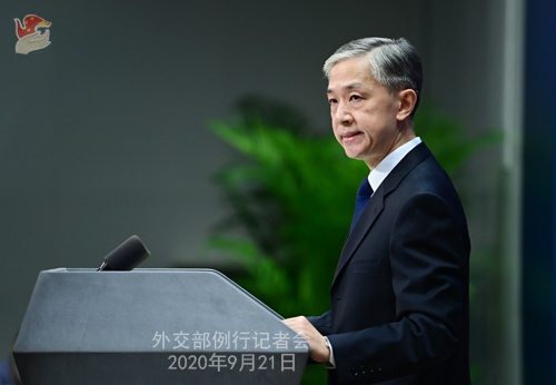 大陆外交部发言人汪文斌21日在记者会上。(图片来源:大陆外交部官网)