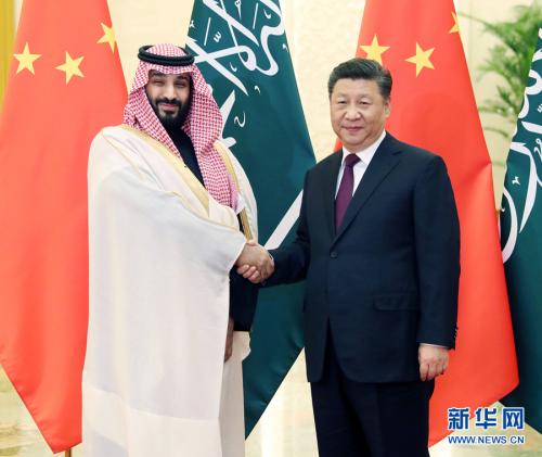 2月22日,国家主席习近平在北京人民大会堂会见沙特阿拉伯王国王储穆罕默德。 新华社记者 刘卫兵 摄