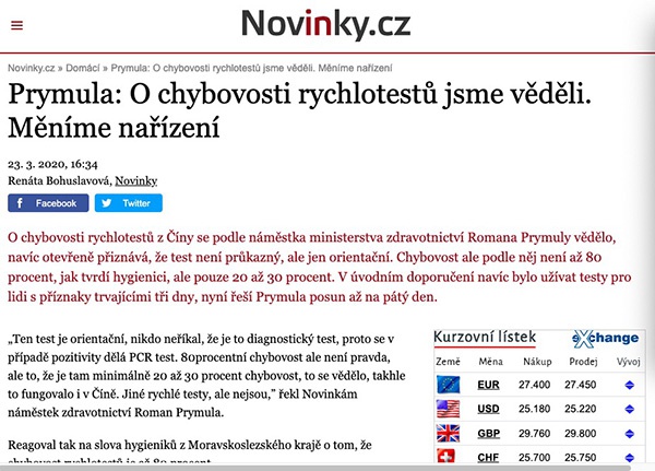 捷克媒体Novinky.cz 报道截图